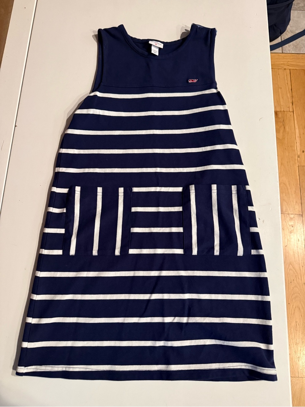 Vineyard Vines Navy and White Striped Sleeveless Kids Dress